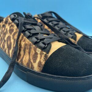 Kosher Klassics Cheetah Fur Leather Sneakers Wild Lives Size 11 Black Brown